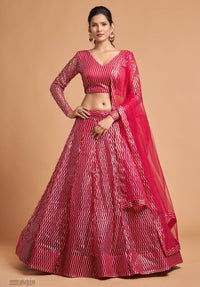 Hot Pink Soft Net Zari Embroidered Lehenga Choli Set