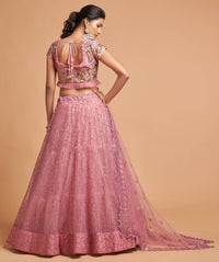 Blush Pink Soft Net Zari Embroidered Lehenga Choli Set