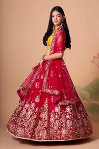 Rani Soft Net Mirror Embroidered Lehenga Choli Set