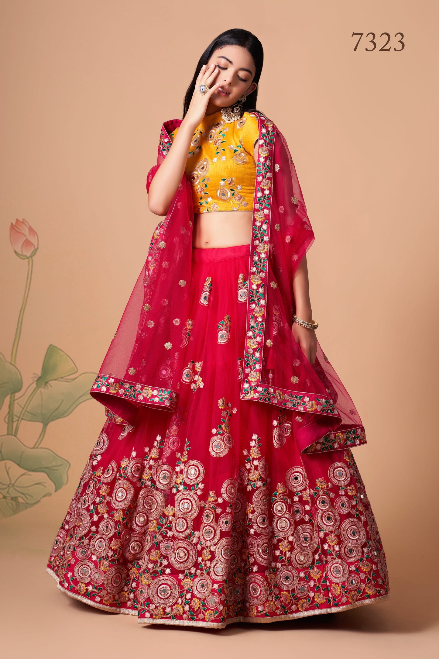 Rani Soft Net Mirror Embroidered Lehenga Choli Set
