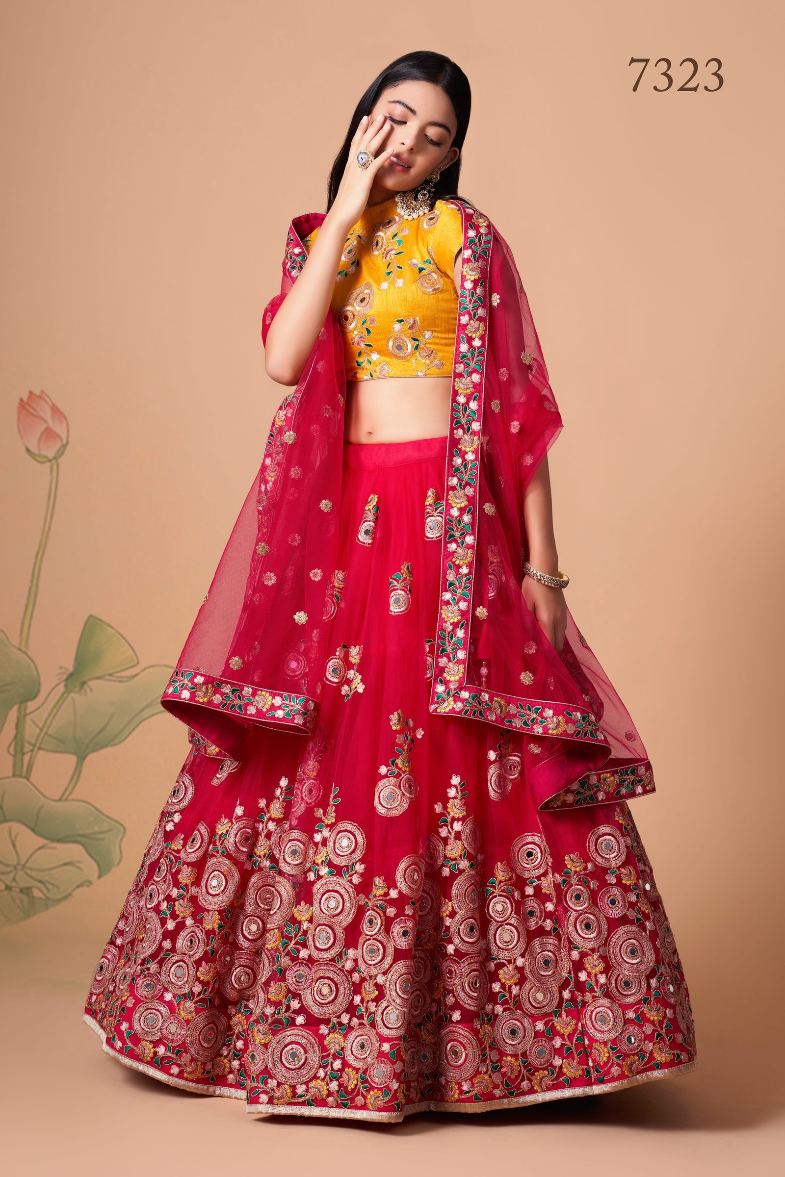 Rani Soft Net Mirror Embroidered Lehenga Choli Set