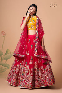 Rani Soft Net Mirror Embroidered Lehenga Choli Set
