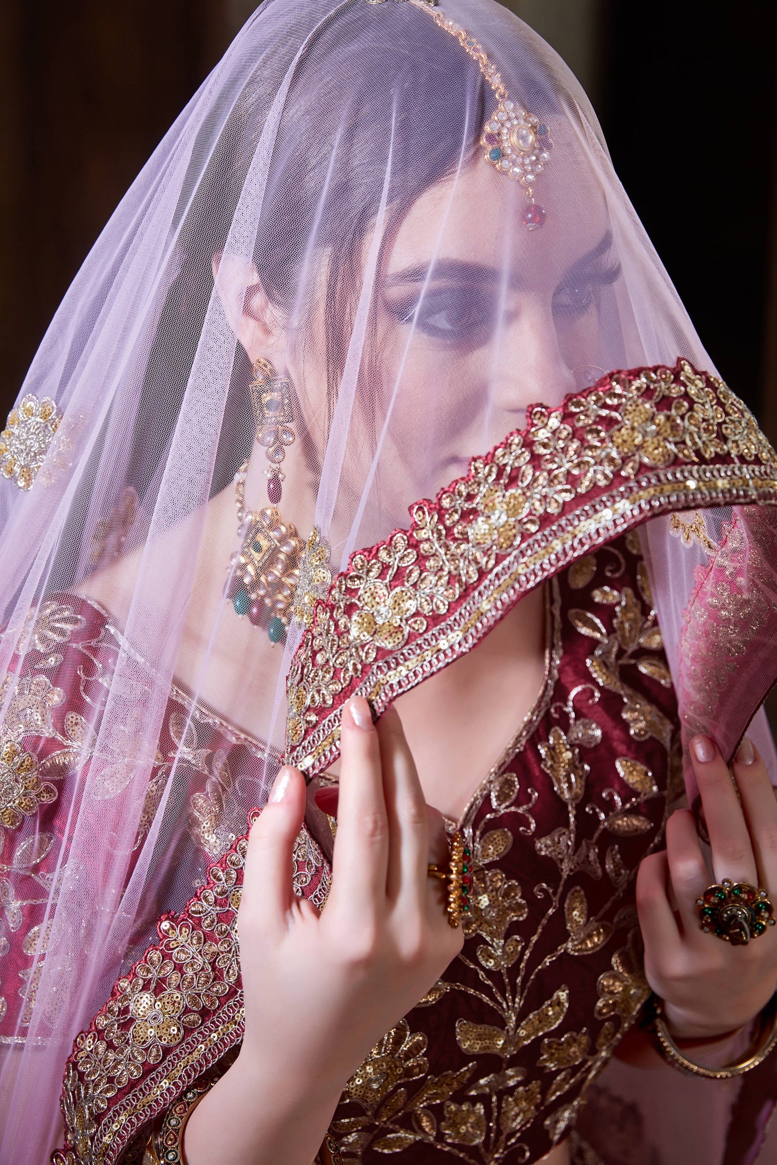 Maroon Raw Silk Embroidered Lehenga Choli Set
