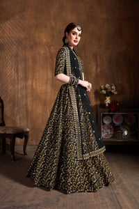 Black Raw Silk Heavy Embroidered Lehenga Choli Set