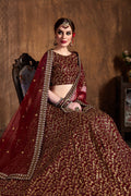 Deep Maroon Raw Silk Heavy Embroidered Lehenga Choli Set