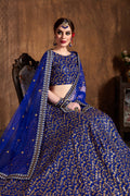 Royal Blue Raw Silk Heavy Embroidered Lehenga Choli Set