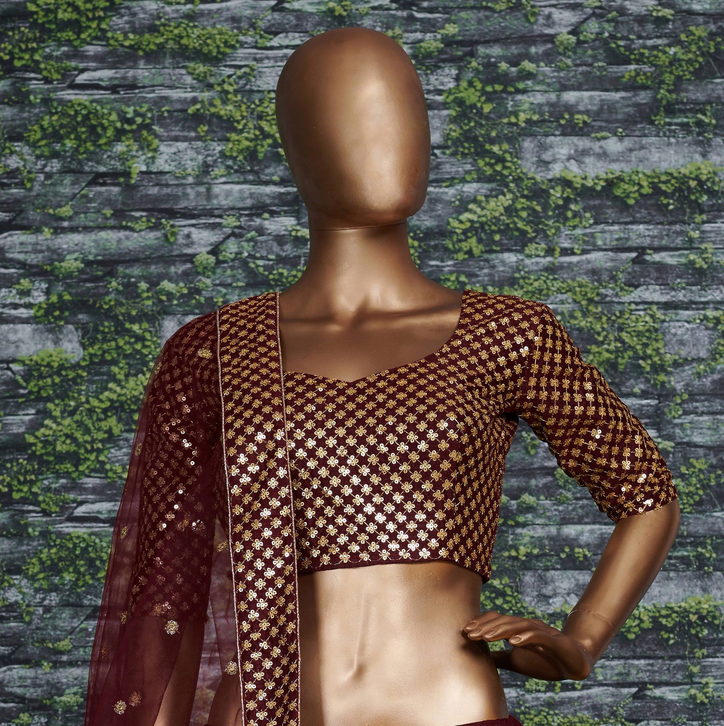 Maroon Royal Raw Silk Embroidered Lehenga Choli Set