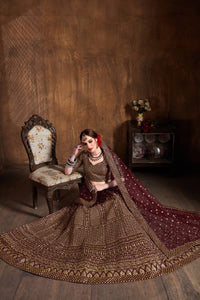 Crimson Raw Silk Zari Embroidered Lehenga Choli Set