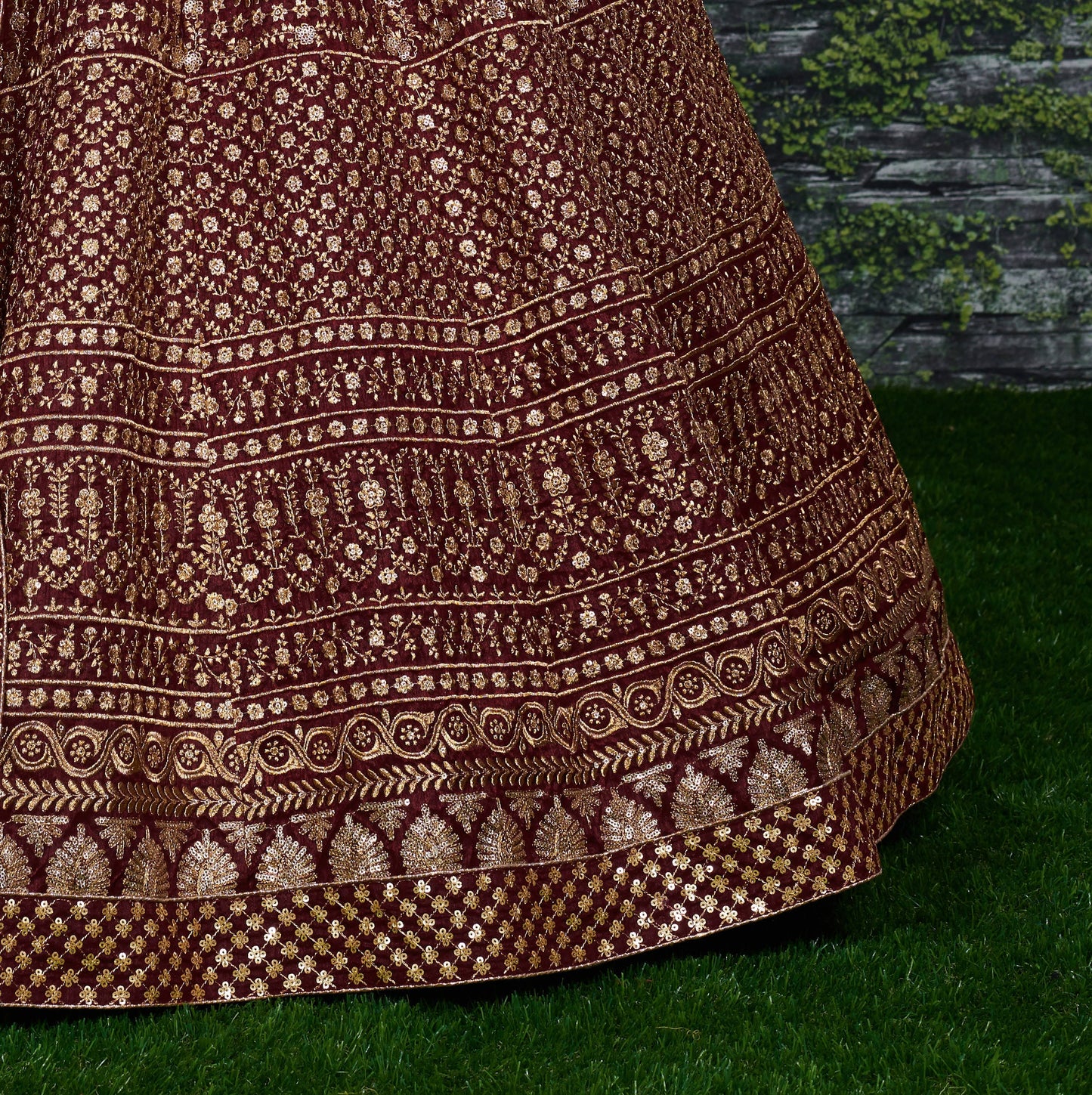 Maroon Royal Raw Silk Embroidered Lehenga Choli Set
