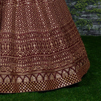 Maroon Royal Raw Silk Embroidered Lehenga Choli Set