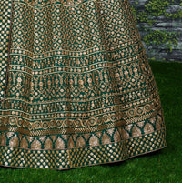 Emerald Green Raw Silk Bridal Lehenga Set