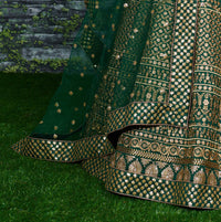 Emerald Green Raw Silk Bridal Lehenga Set