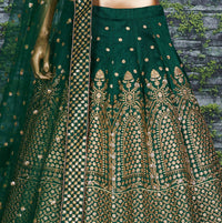 Emerald Green Raw Silk Bridal Lehenga Set