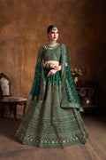 Emerald Green Raw Silk Zari Embroidered Lehenga Choli Set