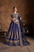 Ink Blue Raw Silk Embroidered Lehenga Choli Set