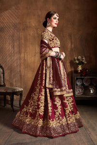 Oxblood Raw Silk Embroidered Lehenga Choli Set