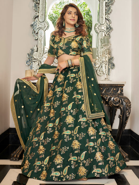 Emerald Grace Embroidered Lehenga Set