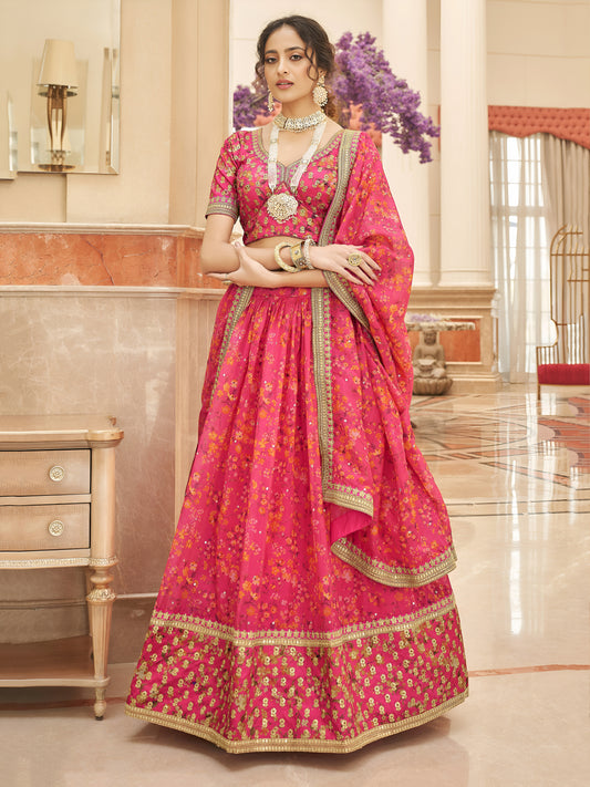 Rose Petal Embroidered Lehenga Set