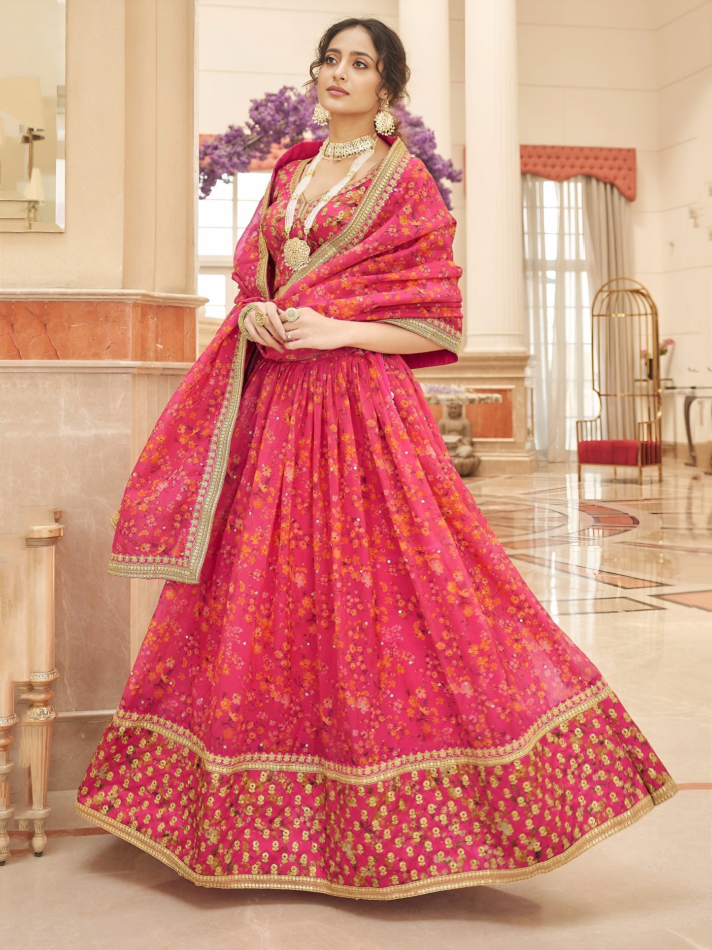 Rose Petal Embroidered Lehenga Set