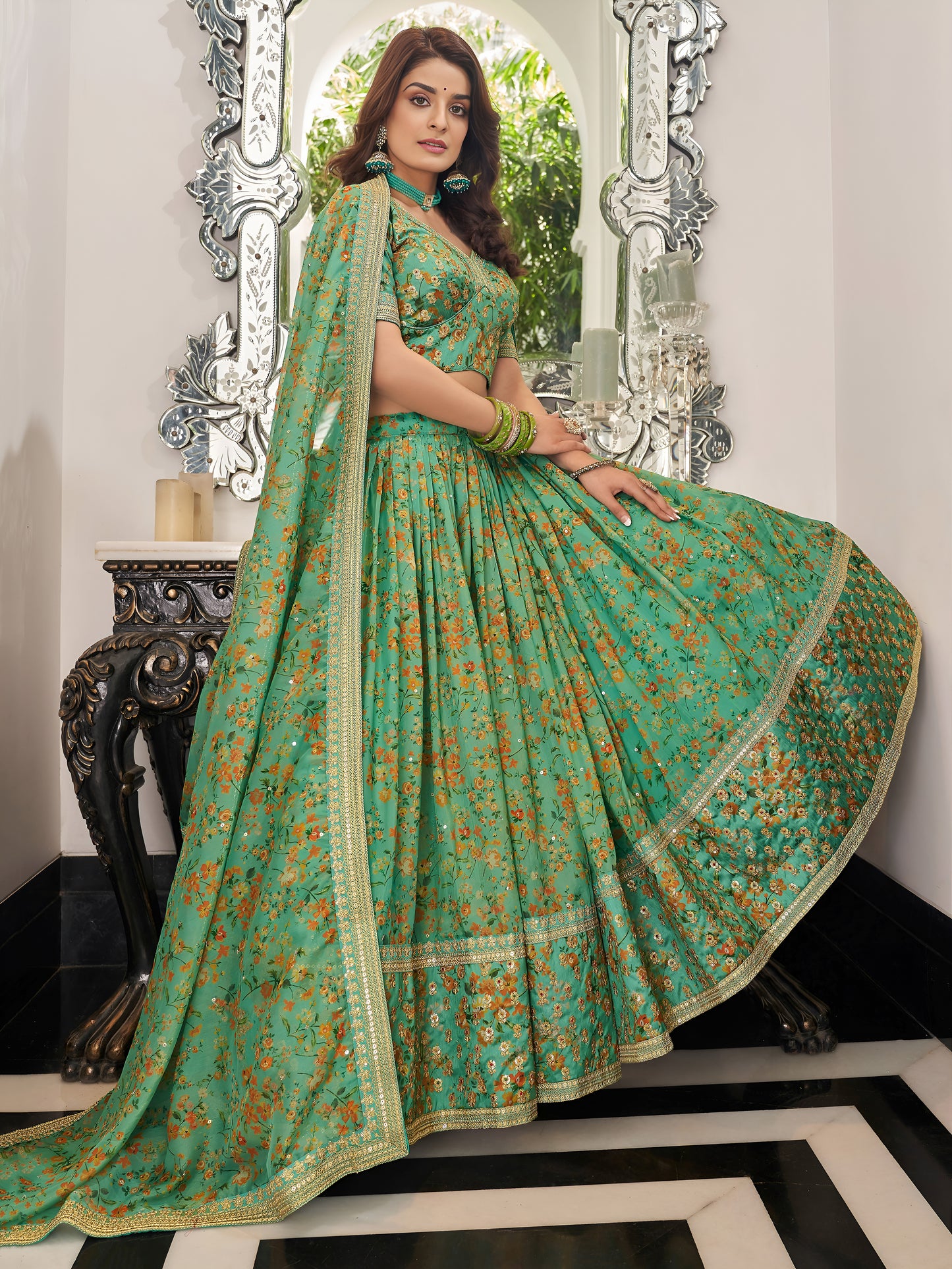 Mint Royale Embroidered Lehenga Set