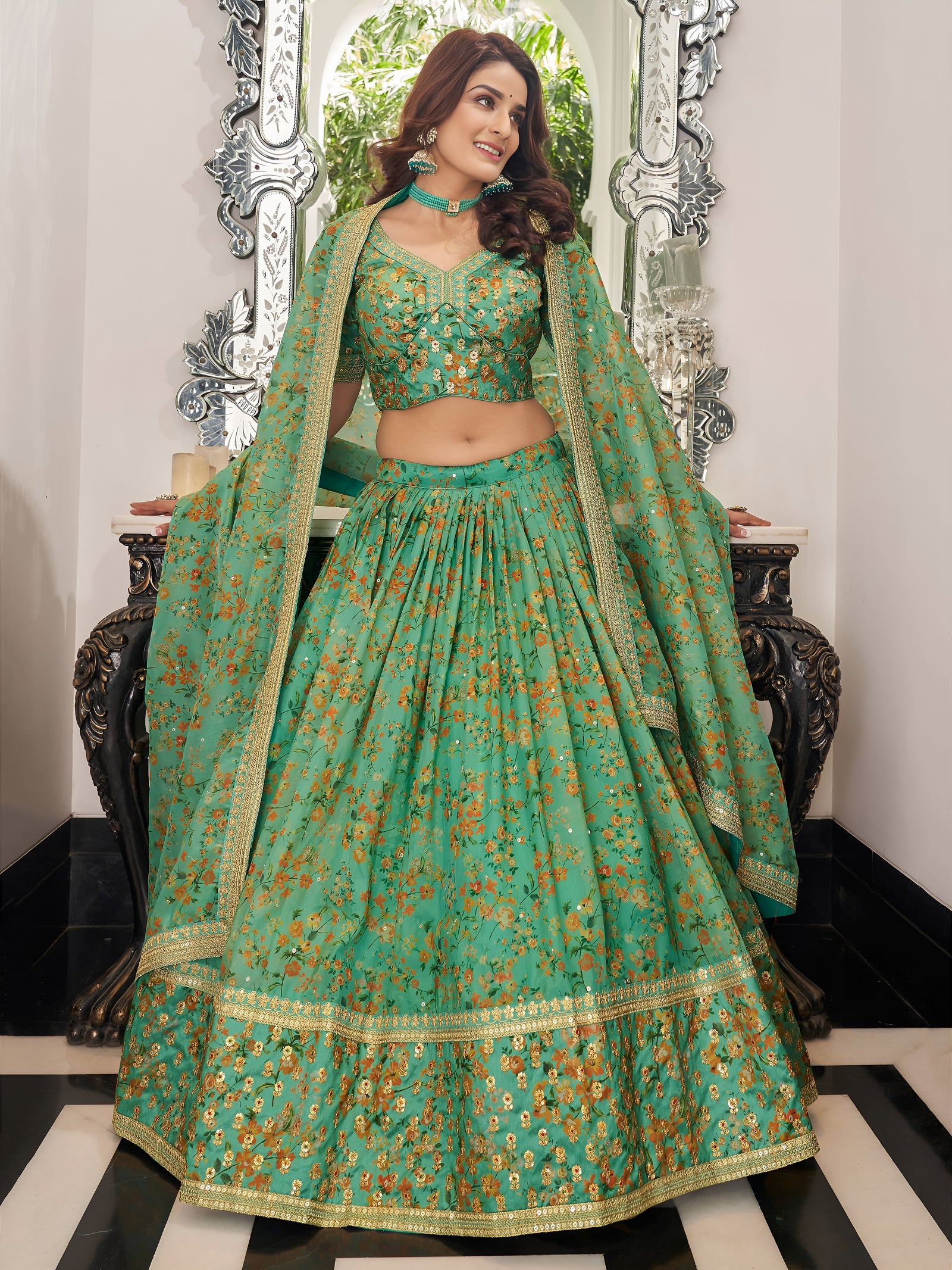 Mint Royale Embroidered Lehenga Set