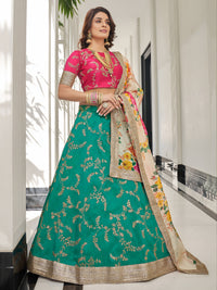 Emerald Ivory Embroidered Lehenga Set