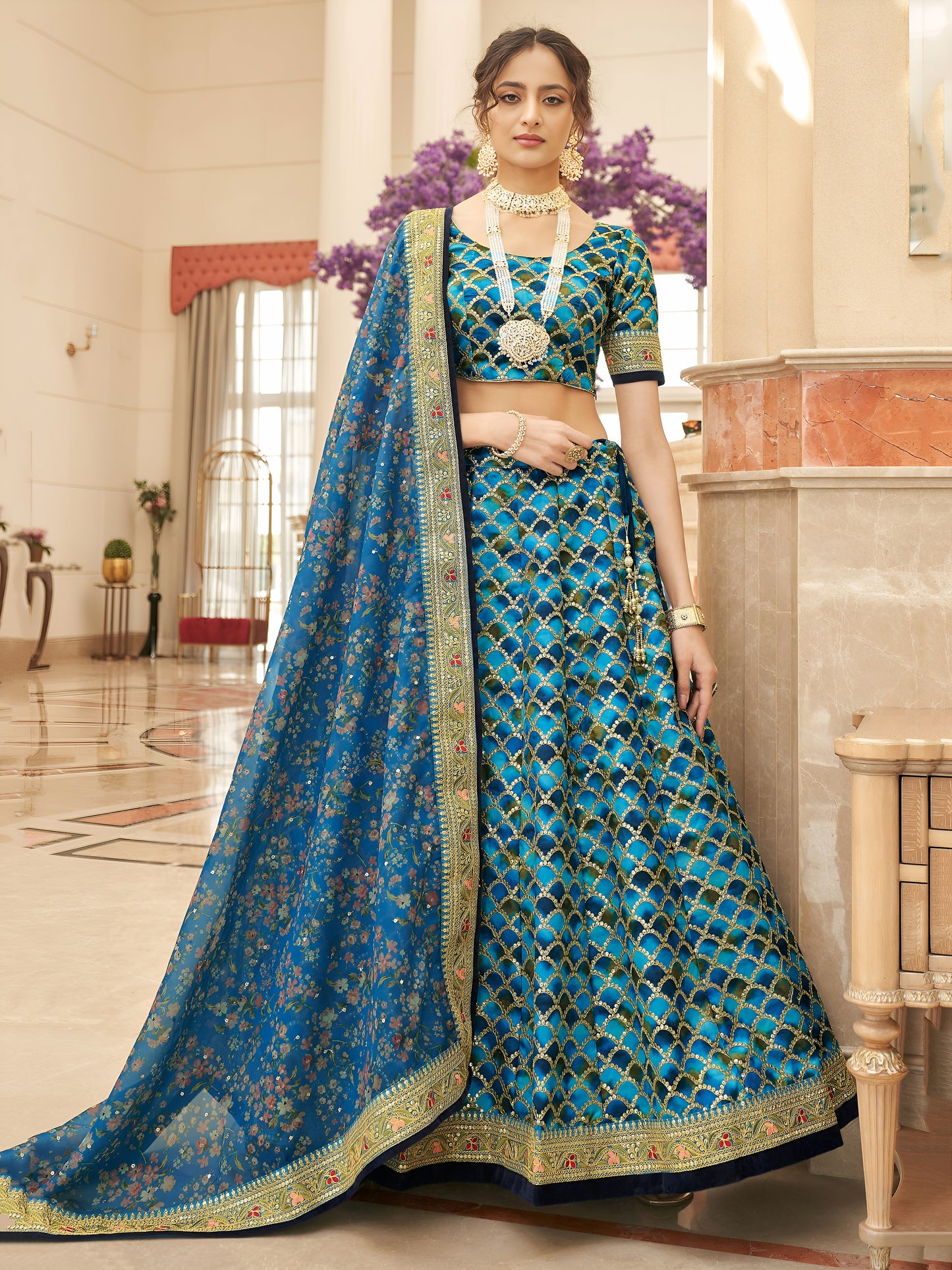 Royal Sapphire Embroidered Lehenga Set