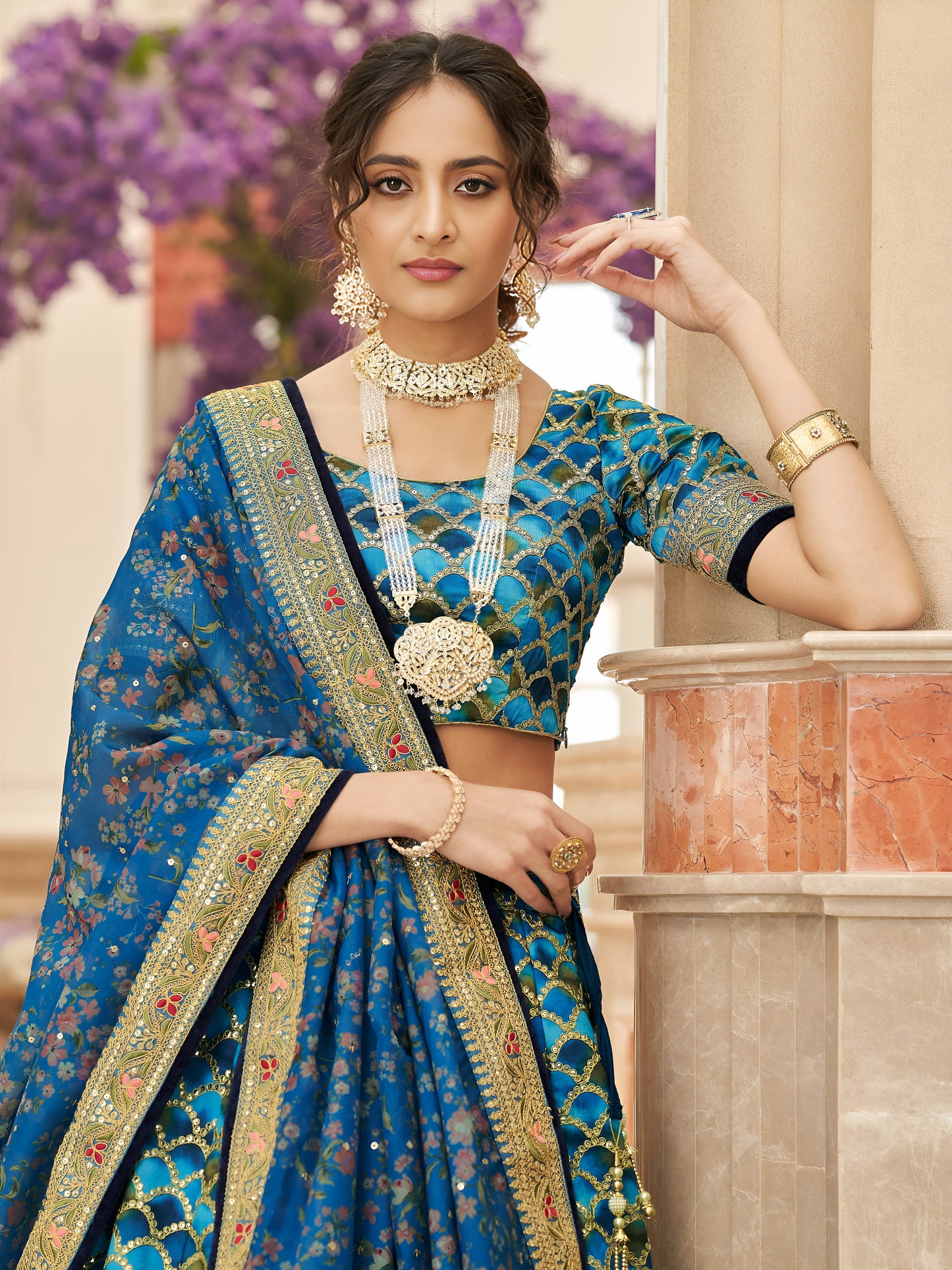 Royal Sapphire Embroidered Lehenga Set