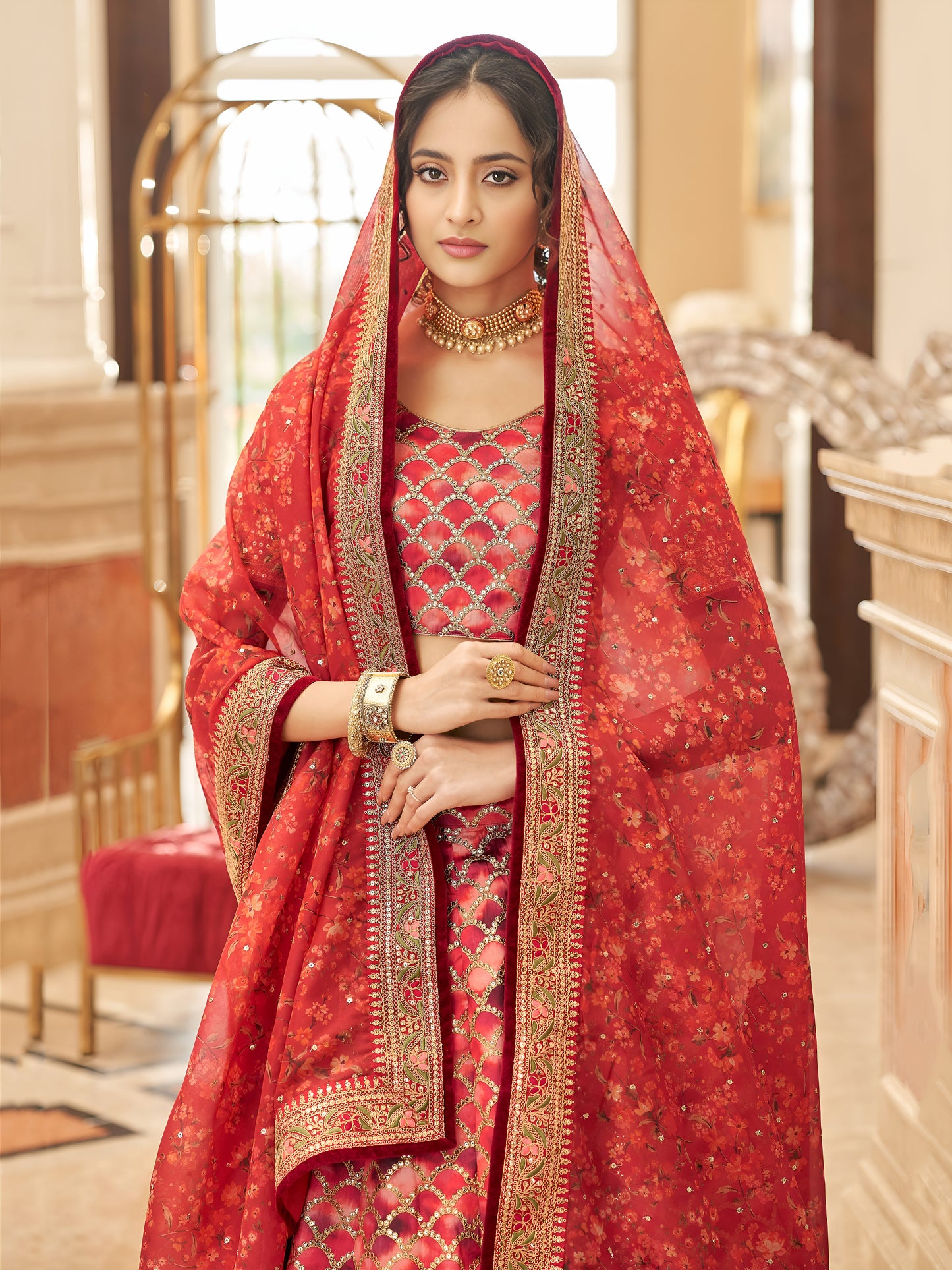 Crimson Royale Embroidered Lehenga Set