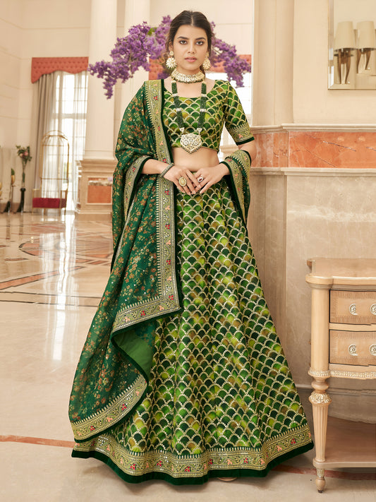 Verdant Charm Embroidered Lehenga Set