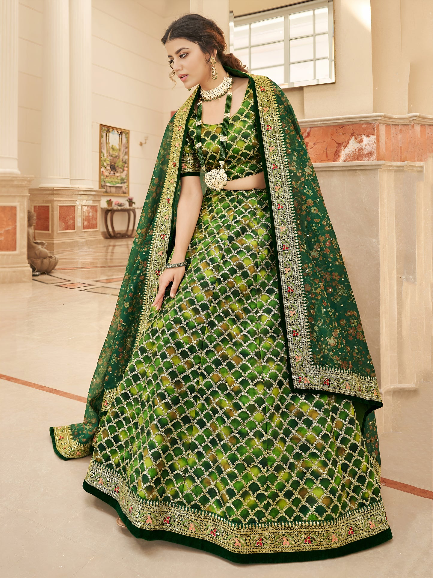 Verdant Charm Embroidered Lehenga Set