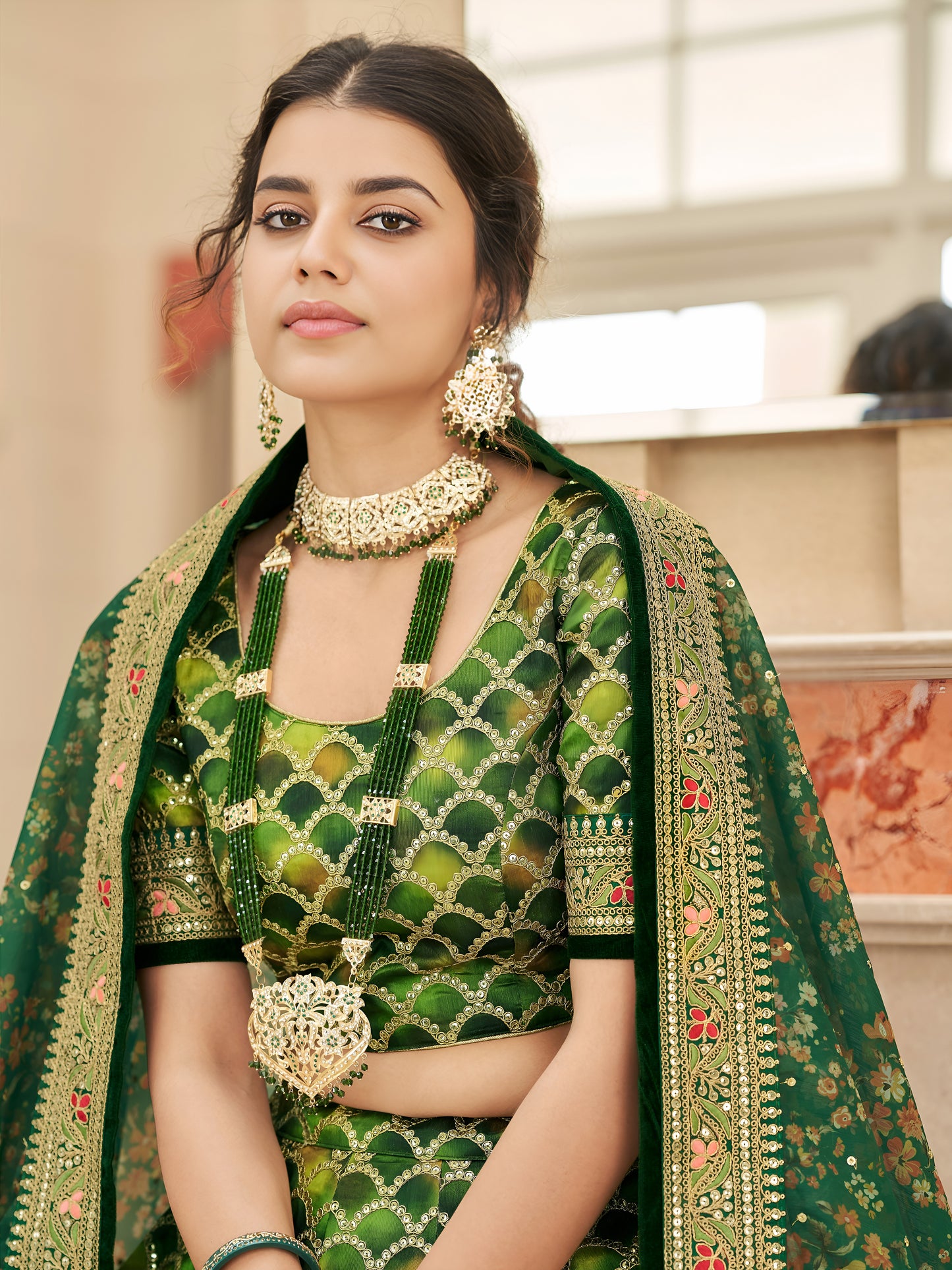 Verdant Charm Embroidered Lehenga Set