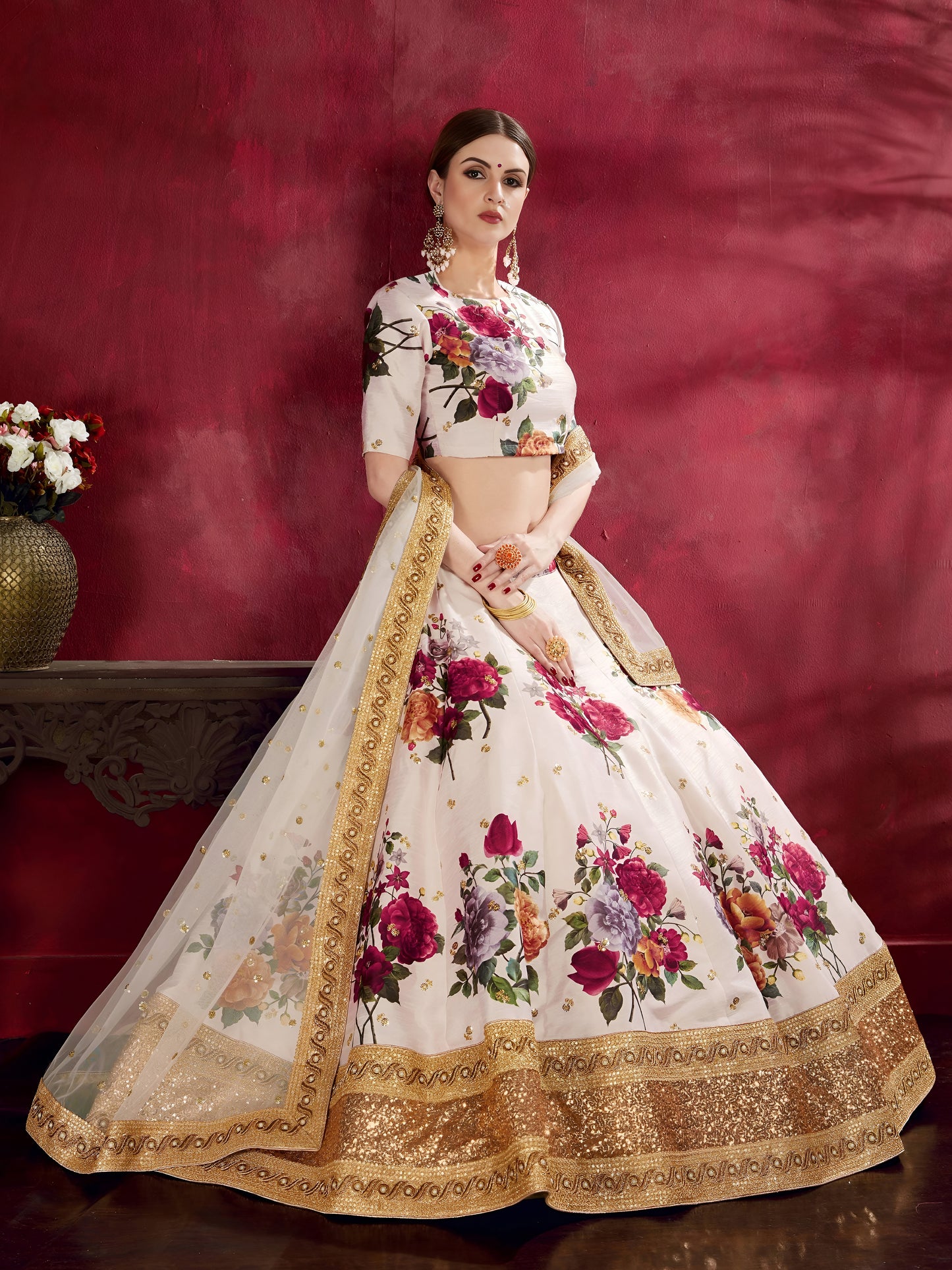 Ivory Bloom Banglori Silk Lehenga Set