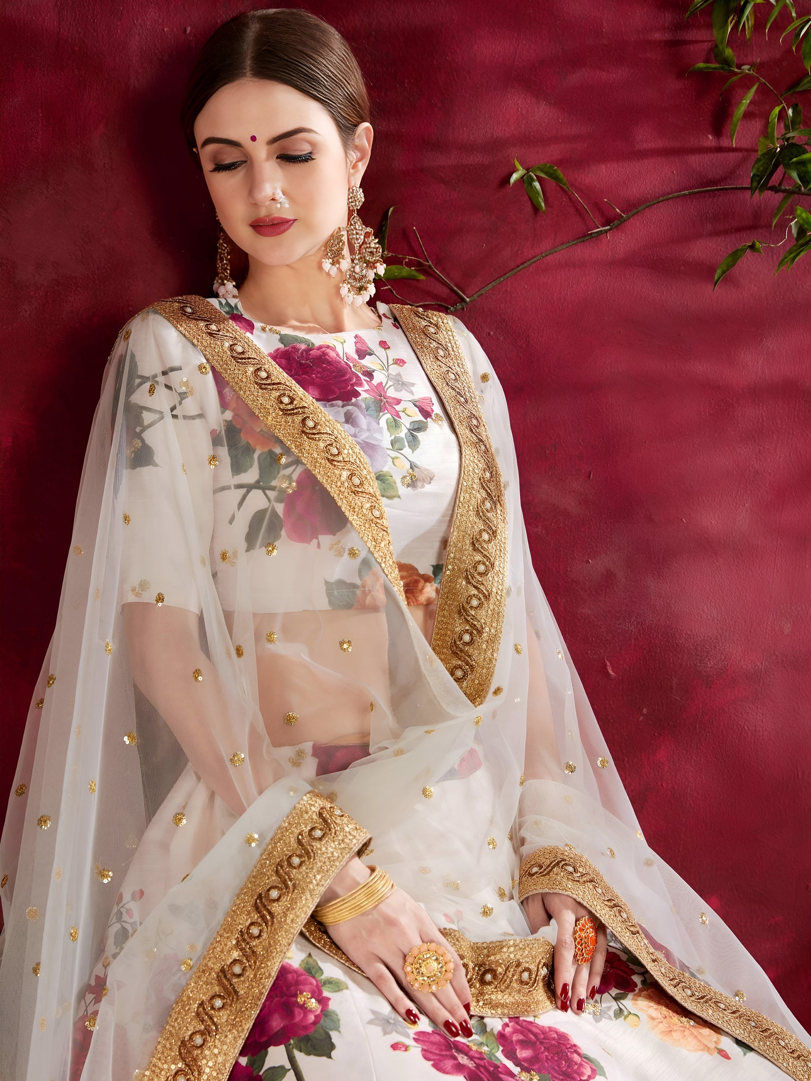 Ivory Bloom Banglori Silk Lehenga Set
