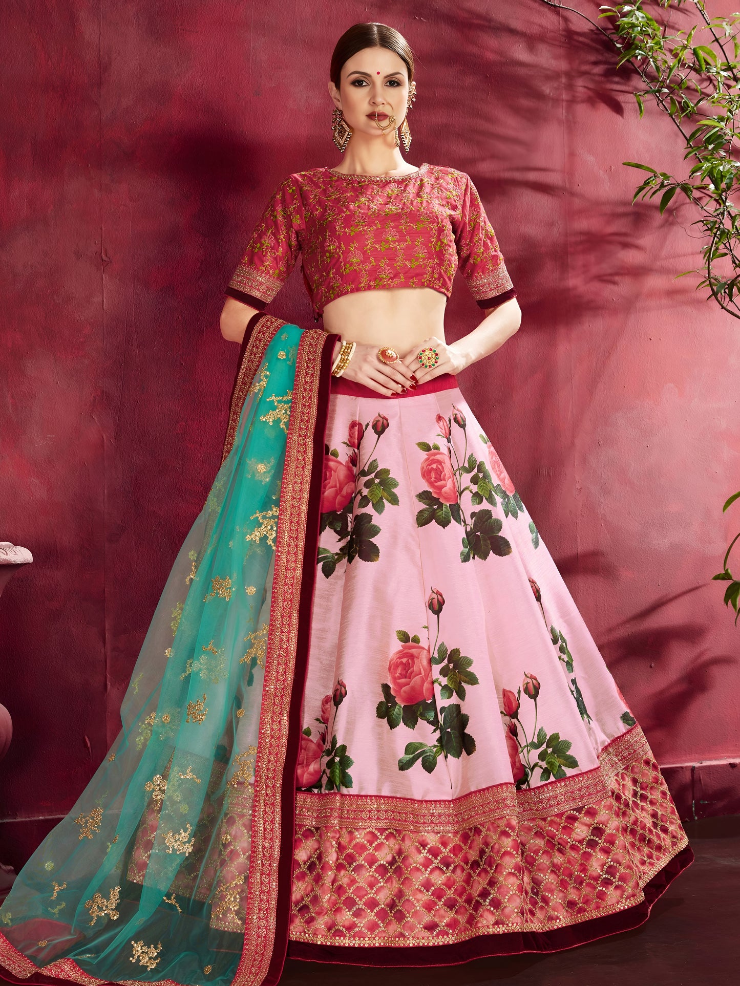Rose Petal Banglori Silk Lehenga Set