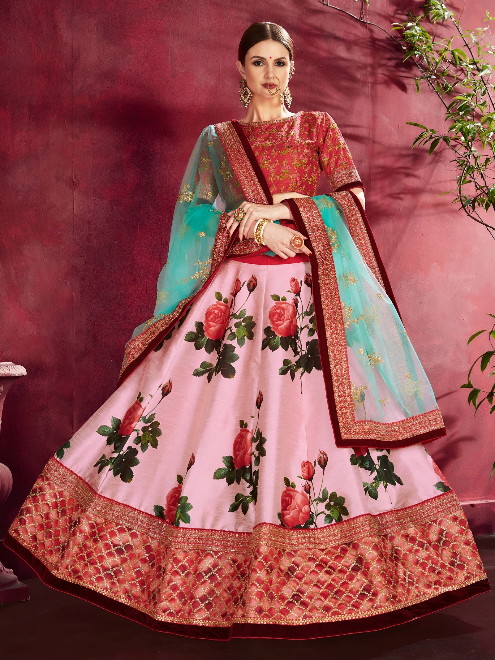 Rose Petal Banglori Silk Lehenga Set