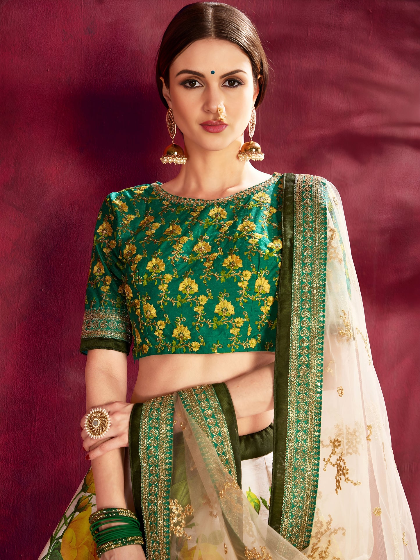 Sage Blossom Banglori Silk Lehenga Set