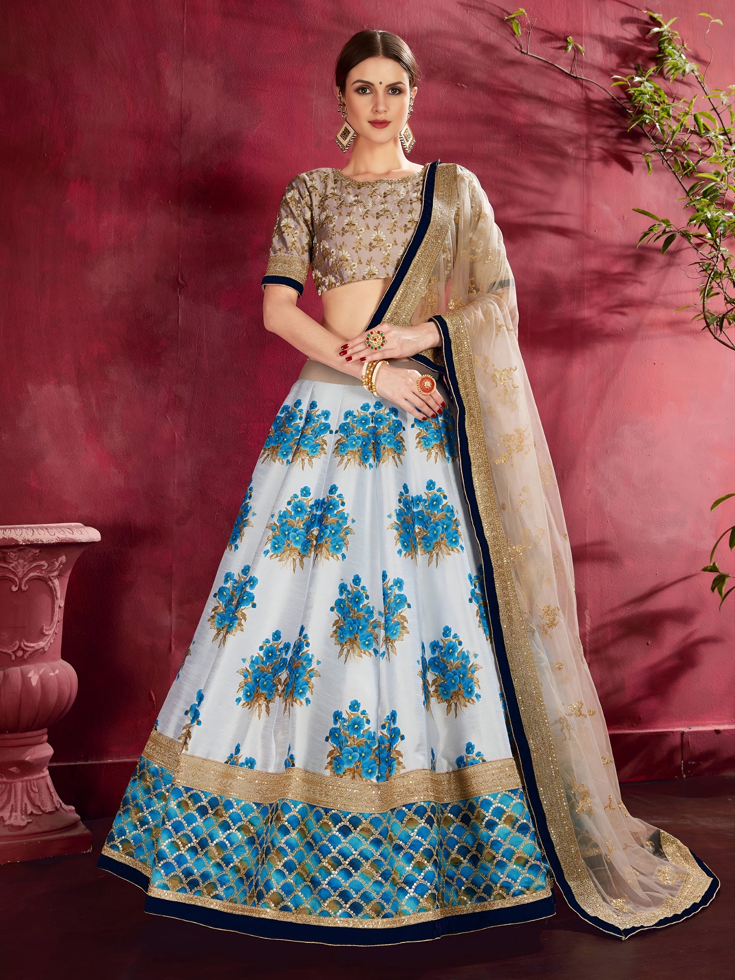 Champagne Grace Banglori Silk Lehenga Set