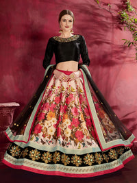 Noir Floral Garden Designer Lehenga Set