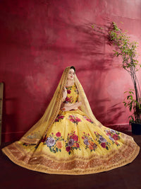 Golden Marigold Banglori Silk Lehenga Set