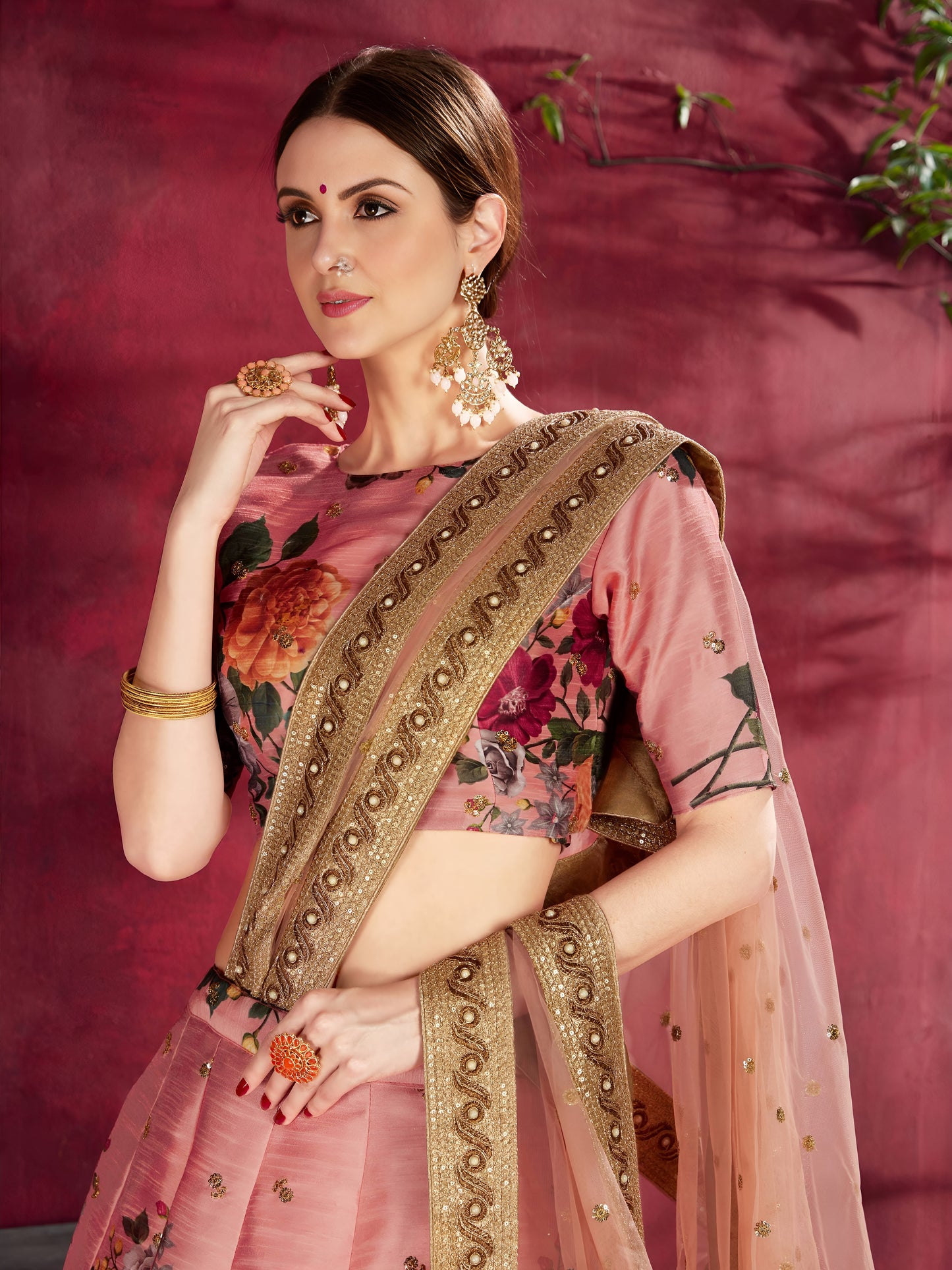 Peach Blossom Banglori Silk Lehenga Set