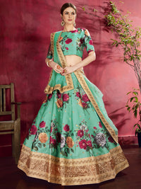 Emerald Bloom Banglori Silk Lehenga Set