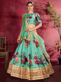 Emerald Bloom Banglori Silk Lehenga Set