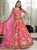 Royal Fuchsia Art Silk Floral Lehenga Set