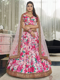 Blush Rose Art Silk Floral Lehenga Set