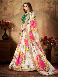 Emerald Blossom Floral Organza Lehenga Set