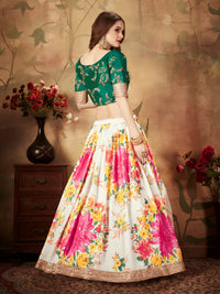 Emerald Blossom Floral Organza Lehenga Set