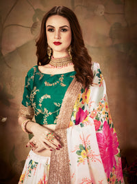Emerald Blossom Floral Organza Lehenga Set