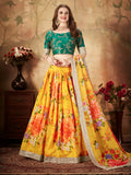 Golden Blossom Organza Lehenga Set