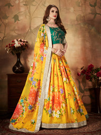 Golden Blossom Organza Lehenga Set